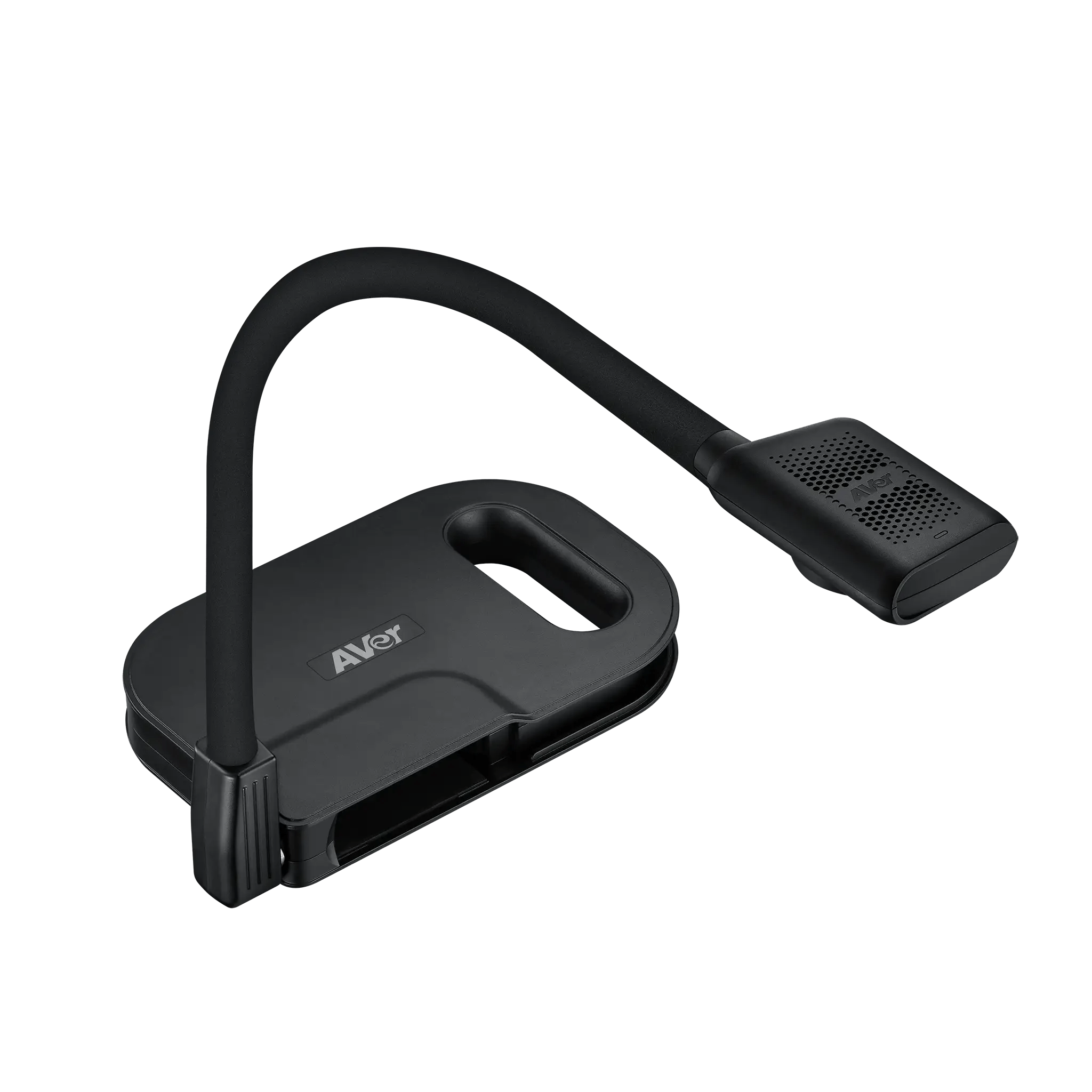Discover the black AVerVision U50+ document camera with a flexible gooseneck, ideal for classroom use—boost teaching efficiency.
