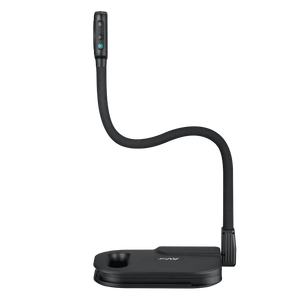 AVerVision U50+ black portable visualizer with flexible arm and base, perfect for classroom document or object imaging.