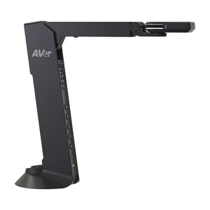 AVerVision M11WB—premium black wireless 4K document camera with adjustable arm, control buttons, sturdy base on white background.