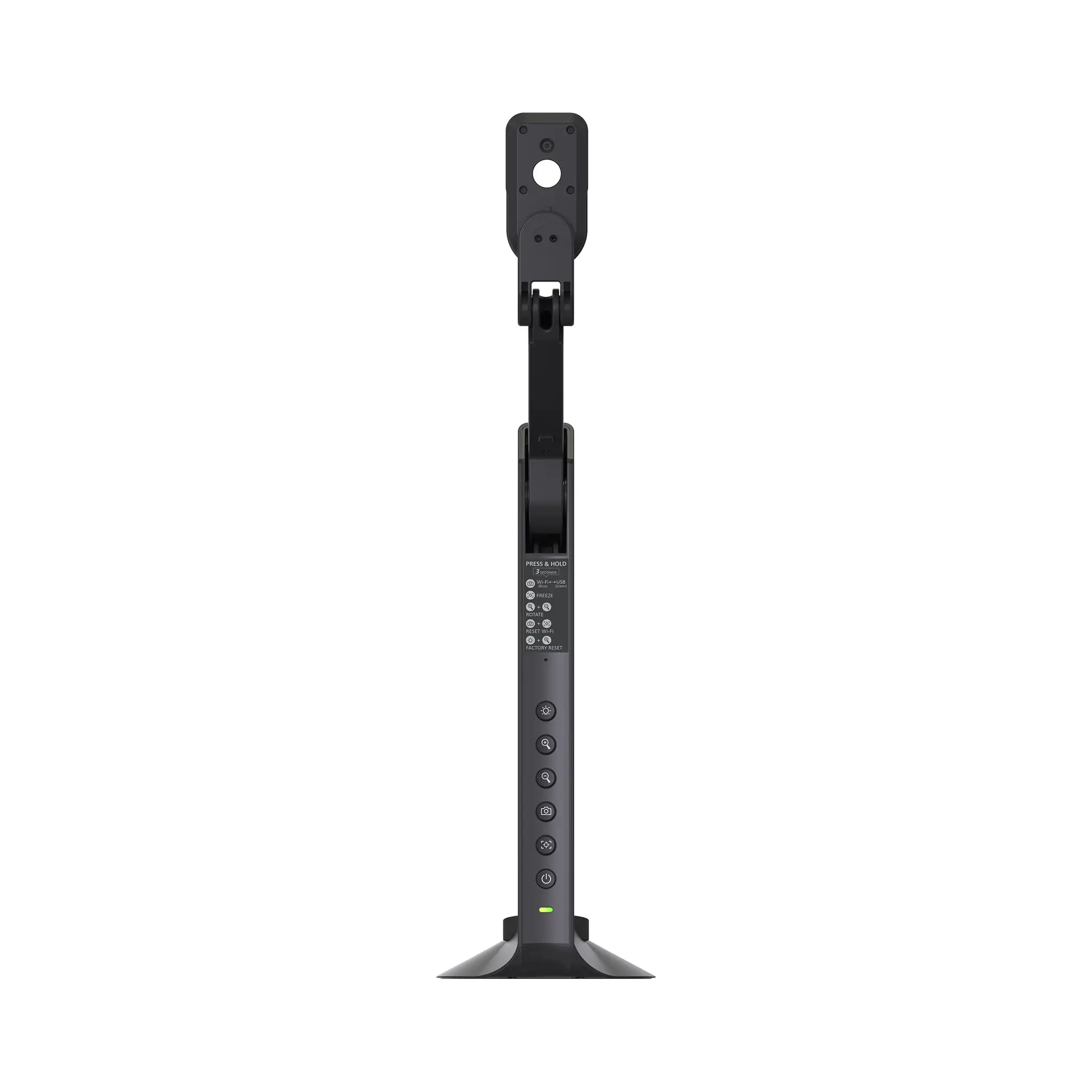 AVer AVerVision M11WB wireless document camera, black, upright with round base and vertical buttons, perfect for classroom use.