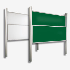 Enhance auditoriums with two Electric Chalk Column Boards—white and green—in sturdy metal frames for optimal presentations.