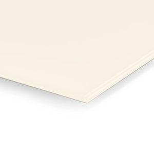 Premier Coloured Magnetic Glass Wipe Board by Presentation Spaces—beveled, cream corner close-up on white, modern and stylish.