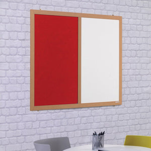Showcase your services on the stylish ECO Combination Board—wooden frame, red and white sections, ideal for Mageworx APO options.