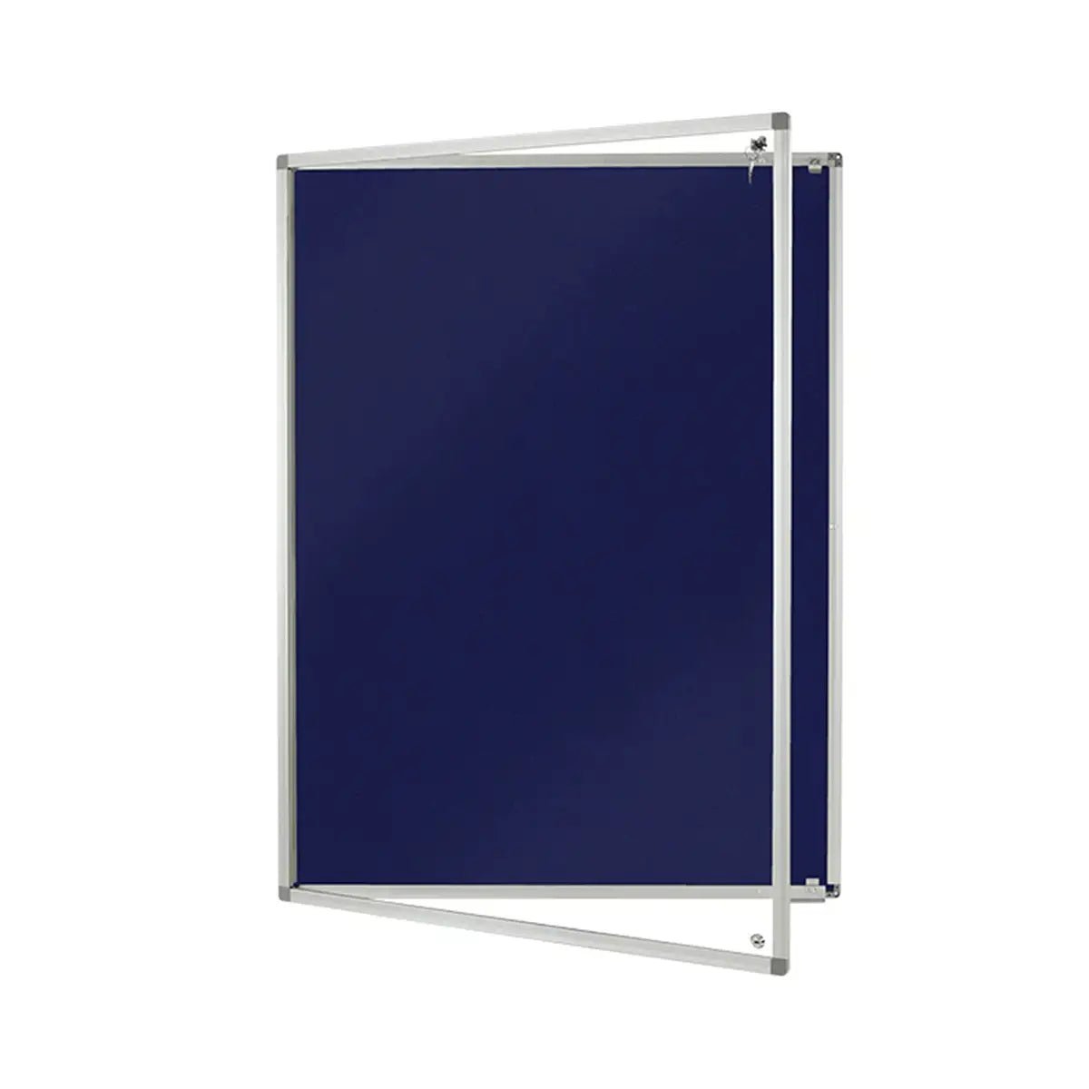 Boost office safety with the Eco FR Tamperproof Felt Noticeboard, aluminium frame, Class B fire rated, shown open on white.