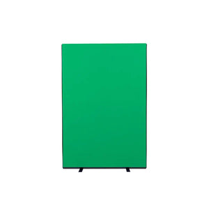Discover the Presentation Spaces Room Divider: green Nyloop panel, Velcro-friendly, freestanding on black feet, modern office style.