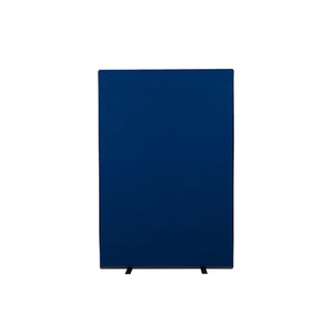 Freestanding blue office screen by Presentation Spaces, Nyloop Velcro fabric, black feet—ideal room divider for flexible offices.