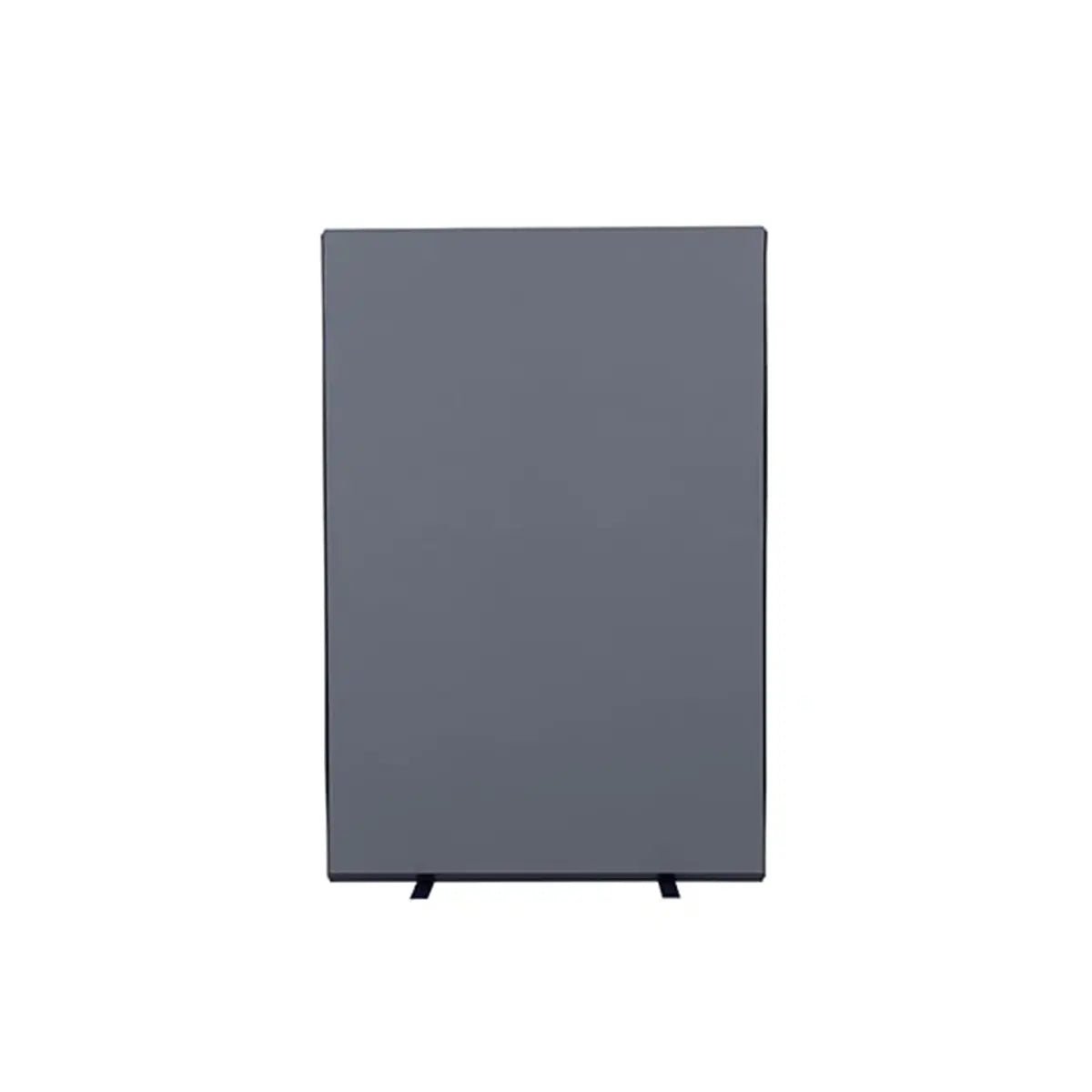 Boost office privacy with The Room Dividers Linking Office Screens—dark gray Nyloop panel on black feet, by Presentation Spaces.