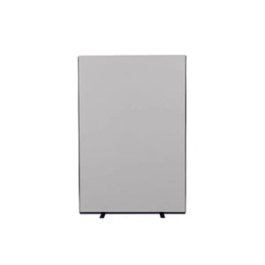 Enhance office privacy with Presentation Spaces’ gray, Velcro-friendly Nyloop panel room divider on sturdy black feet.
