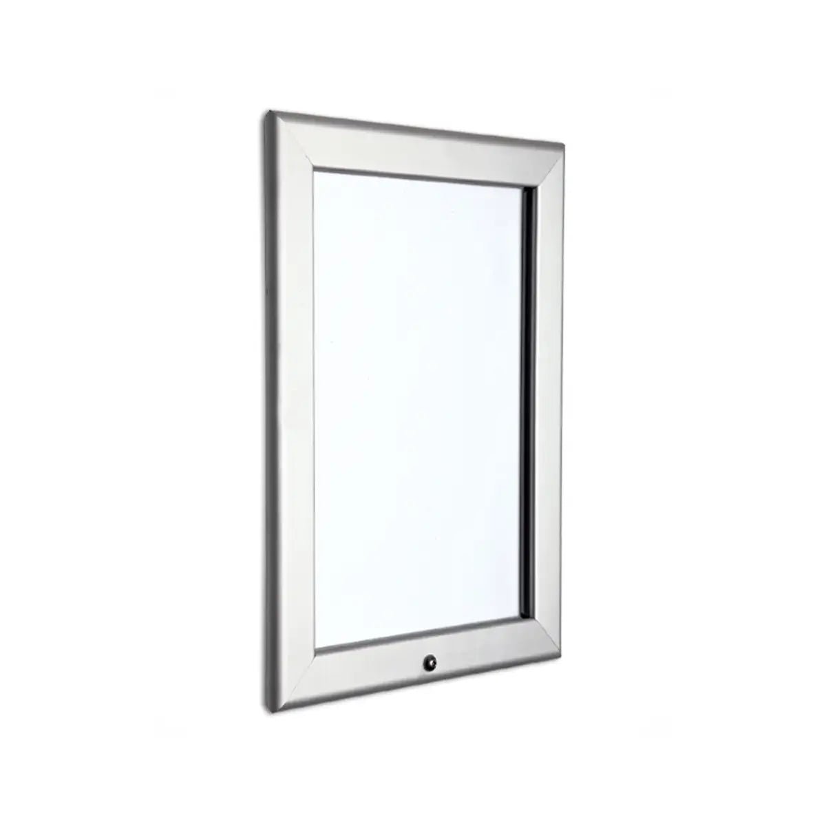Boost your display with the Outdoor Locking Snap Frame 32mm Silver—modern, secure, clear glass front on a white backdrop.