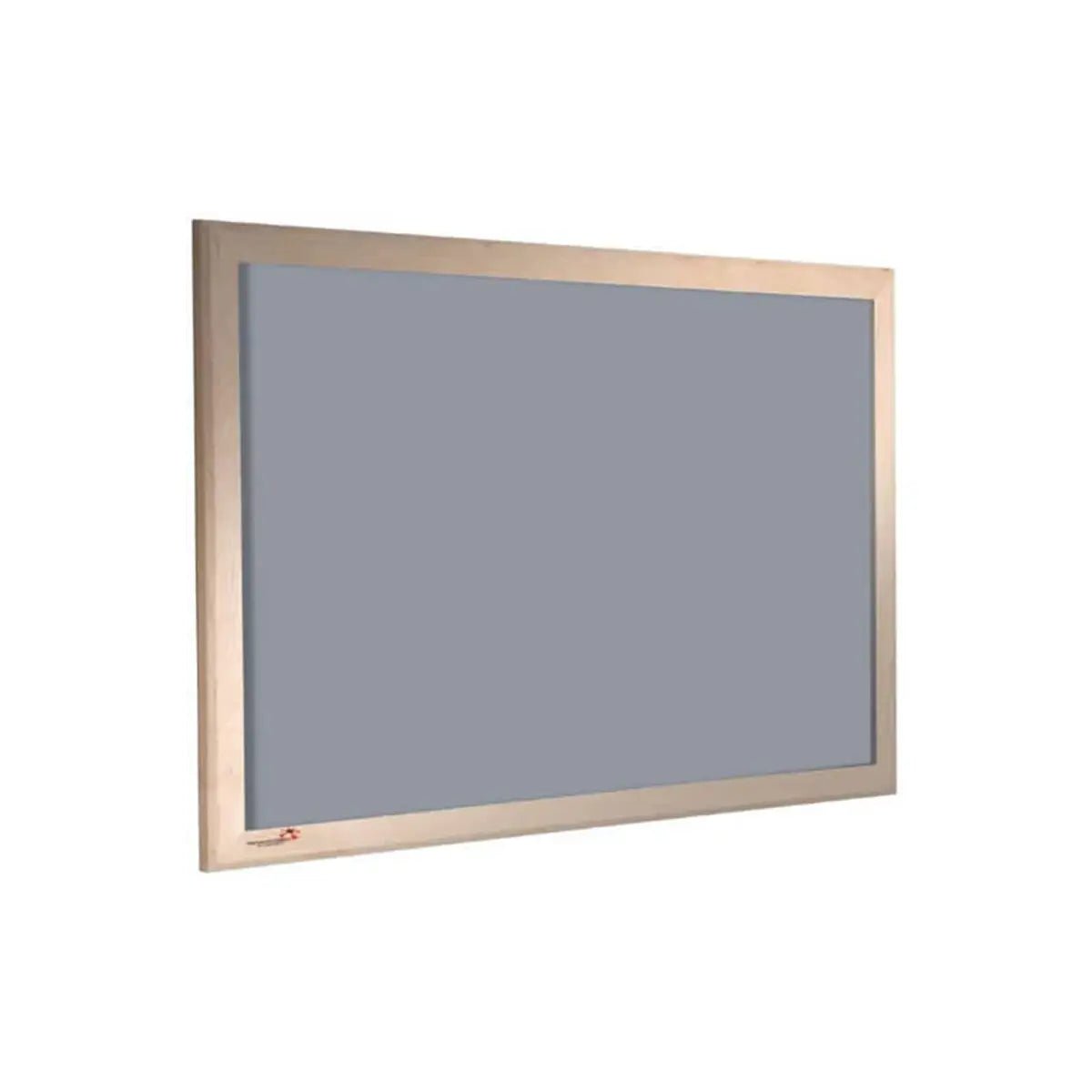 Elevate your space with the Premier Camira Cara grey notice board, light ash hardwood frame, Class B fire rating, on white backdrop.