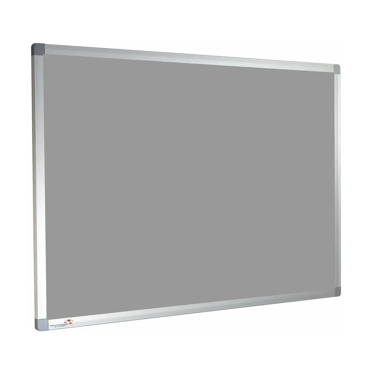 Rectangular grey Premier Felt Notice Board with aluminium frame, UK-made, fire rated, from Presentation Spaces on white background.