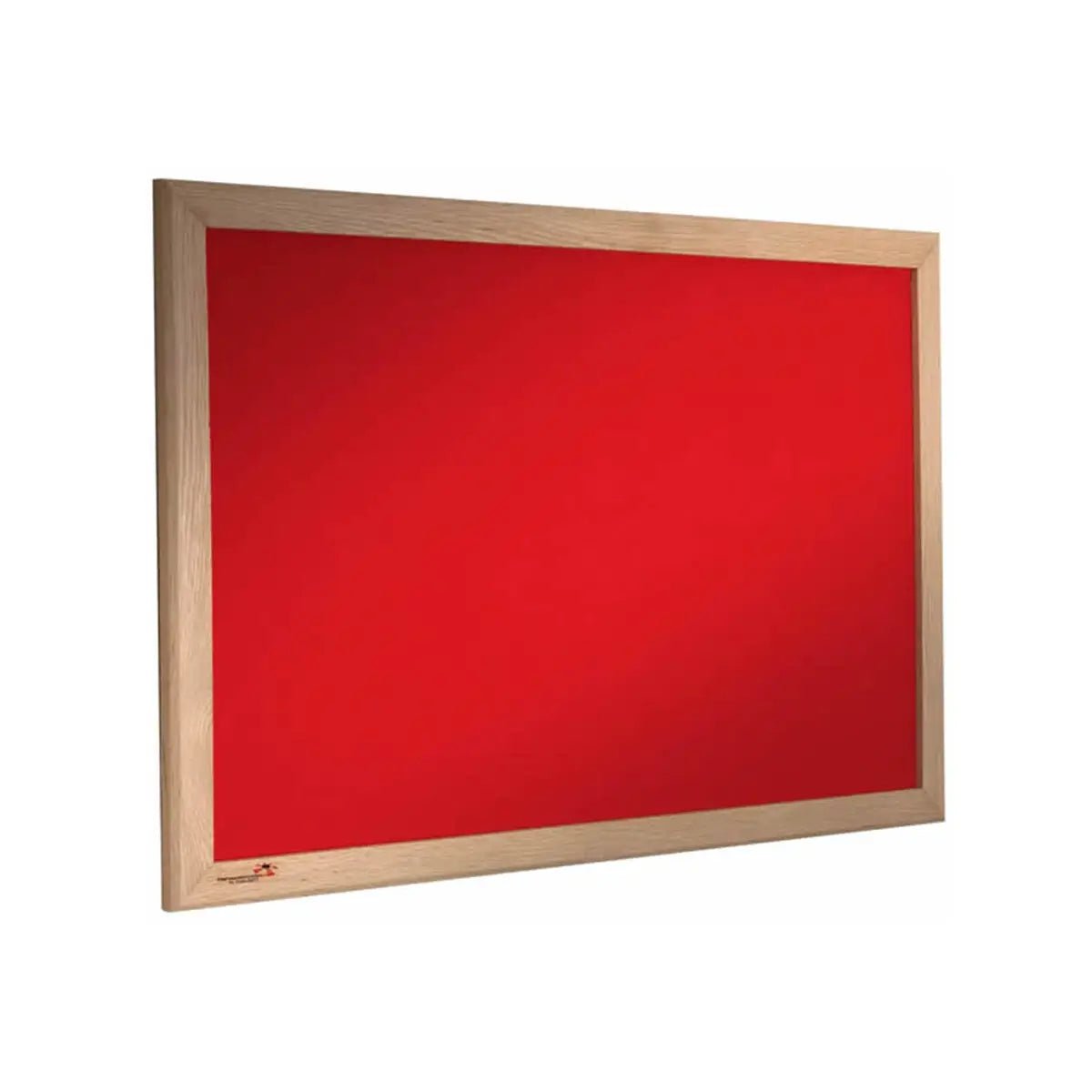 Shop the Premier Felt Notice Board—vibrant red, ash hardwood frame, Class 1 Fire Rated—for safe, stylish displays. White background.