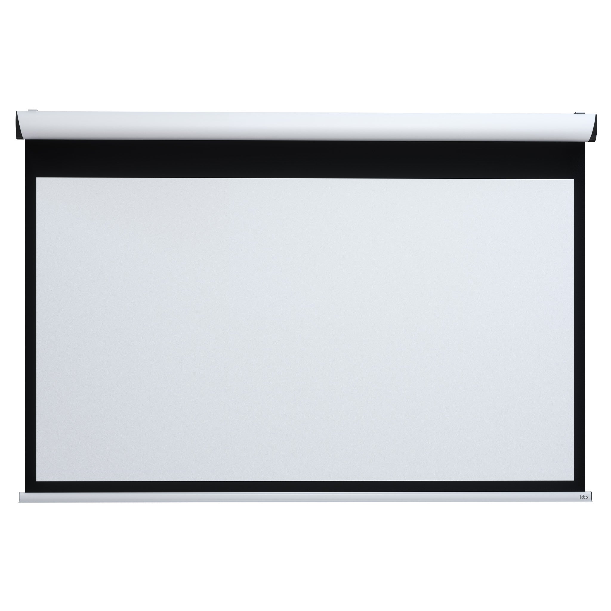 The Rugby Pro Black Borders Projection Screen by Presentation Spaces, blank white display with black edges on a white wall.