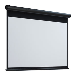 Shop the Presentation Spaces Rugby Pro Projection Screen with black borders and robust black casing, shown on a white background.