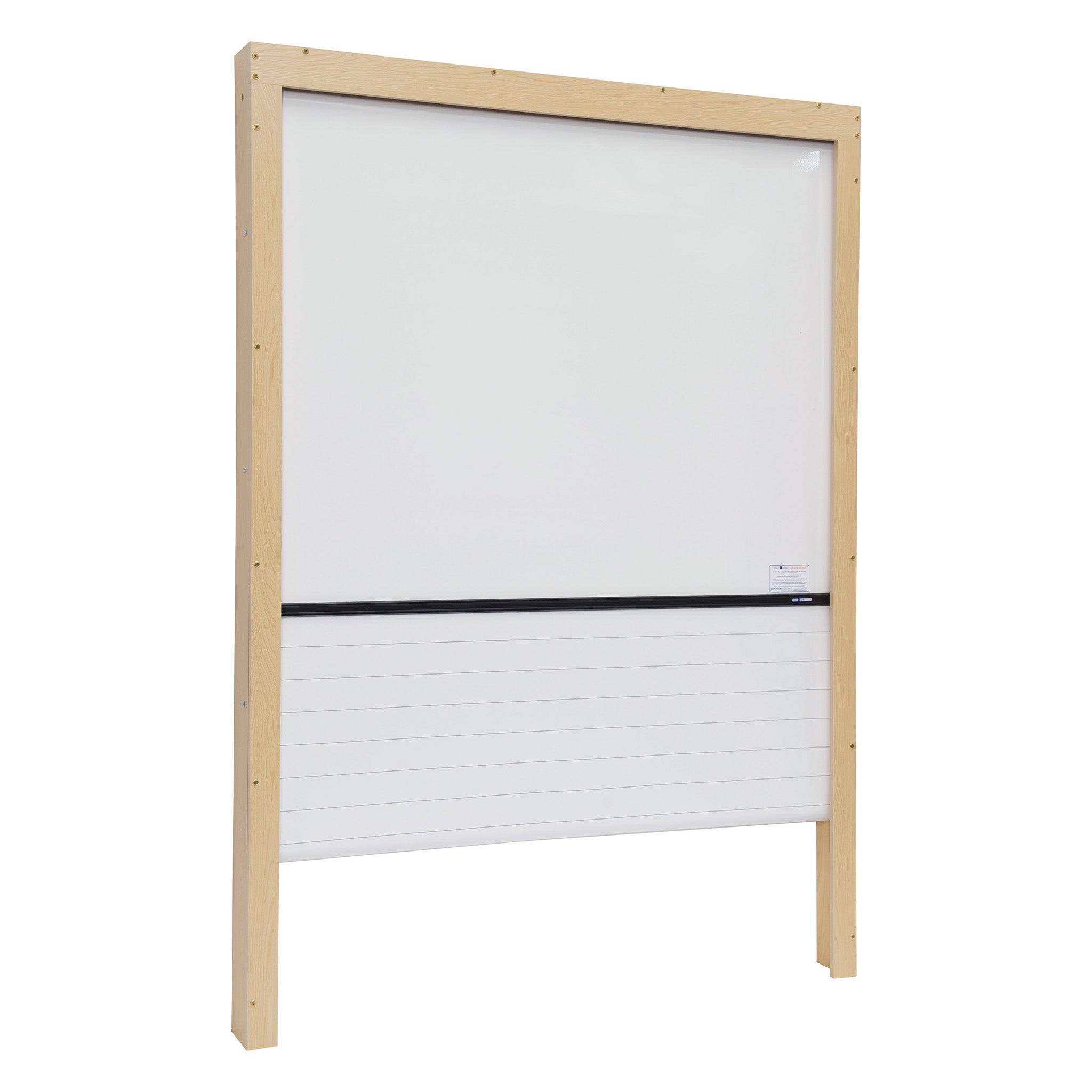 Enhance classrooms or offices with the 4-section Floor Standing Wall Fixed Rollerboard Frame, 1500x2300mm, light wood frame.