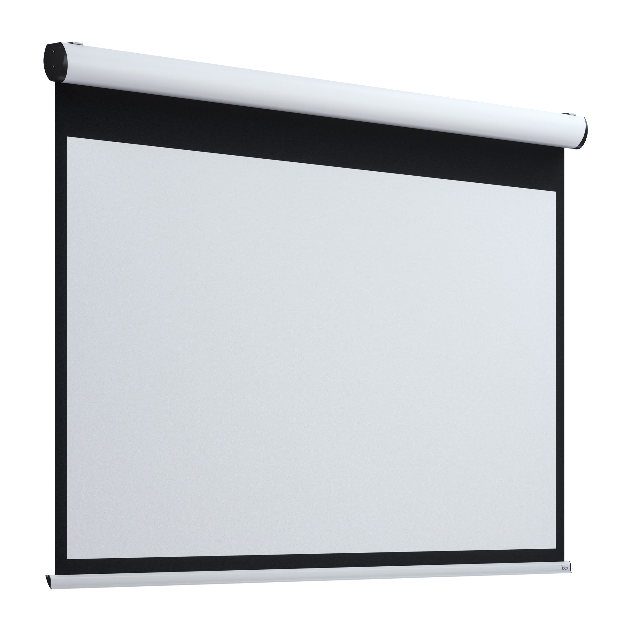 Enhance presentations with our Rugby Pro -Black Borders- Screen; durable, wall-mounted, sleek white/black casing, crisp black border.