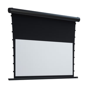 Enhance your presentations with the Rugby Pro -Tensio Classic- motorized screen, featuring a sleek black top and wide display.