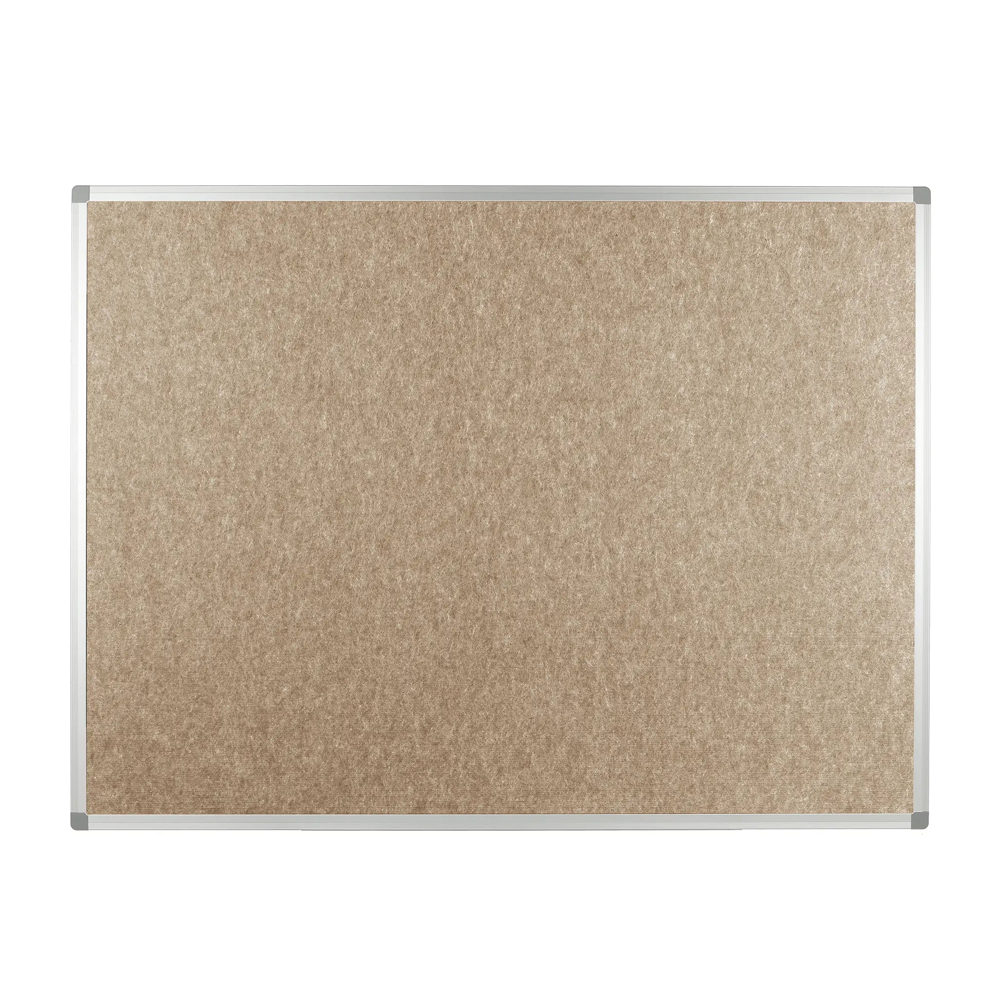 The Take Notice PET Polycolour FR Aluminium Frame Notice Board, Class B fire rated, cork surface, silver frame, empty on white.