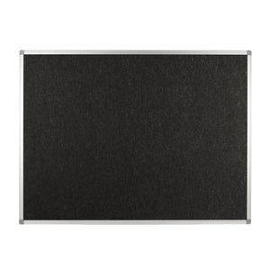 Showcasing the PET Polycolour FR aluminium notice board—sleek black felt, silver trim—ideal for safe, stylish displays.