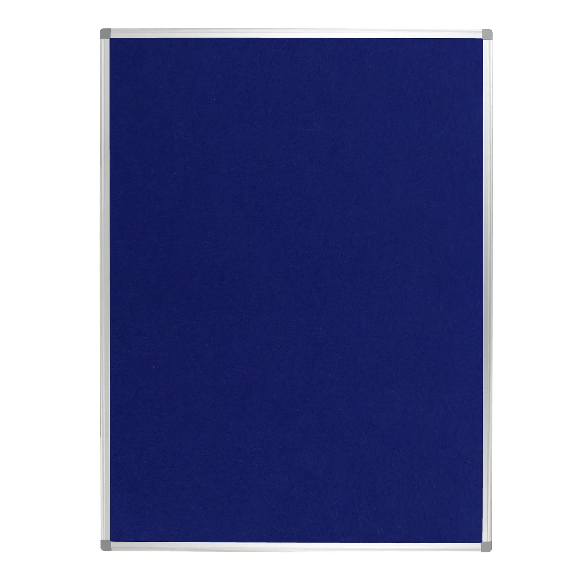 Boost your workspace with our blue Notice FR Premier Felt Aluminium Frame Notice Board—sleek design, smooth edges, frontal view.