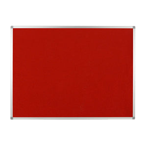 Red rectangular Take Notice FR Premier Felt Aluminium Frame Notice Board, front view, ideal for office use—Presentation Spaces.