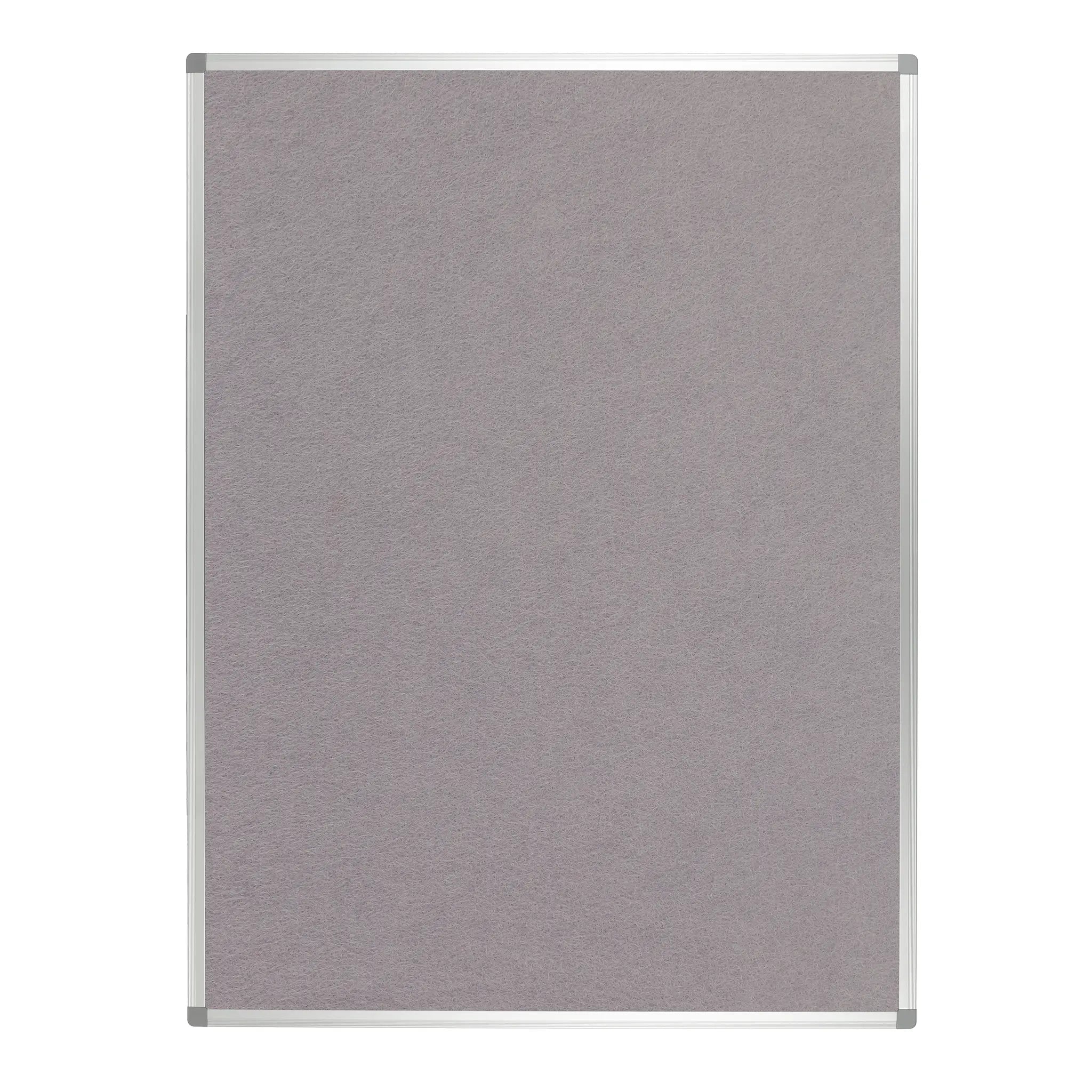 Discover the Take Notice FR Premier Felt Aluminium Frame Notice Board—gray felt, sleek silver frame, ideal for professional offices.