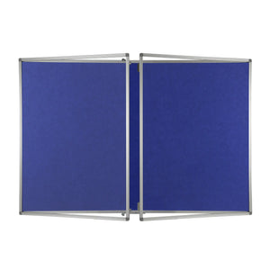 Shop the PET Polycolour FR Tamperproof Lockable Notice Board—blue, split-hinged, Class B fire rated, with secure silver frame.