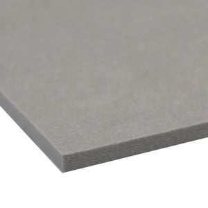 Close-up view of gray PET Polycolour FR Unframed Notice Board (Class B Fire Rated) from Presentation Spaces, white background.