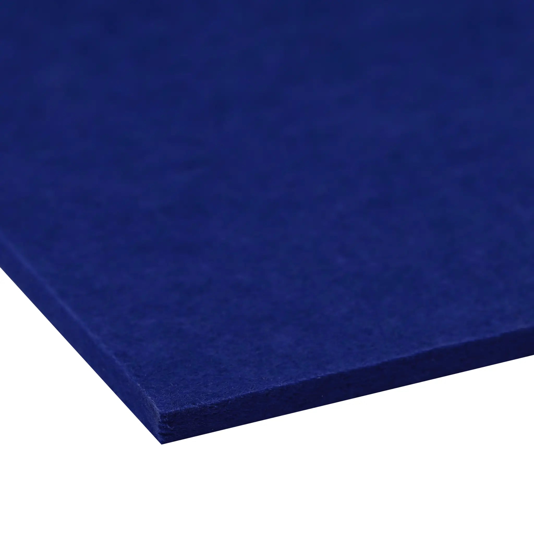 Close-up of dark blue Take Notice PET Polycolour FR Unframed Notice Board, Class B fire rated, by Presentation Spaces on white background.