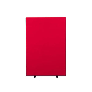 Enhance safety and privacy in high-risk office or travel zones with a sturdy red fabric divider on black feet, on a white backdrop.