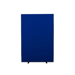 Blue Woolmix Presentation Spaces room divider panel on black feet, modular and ideal for safe, flexible global office setups.