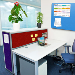Upgrade your workspace with a Zen Zone Zen Acoustic Pin Board in blue, surrounded by organized essentials and modern office décor.