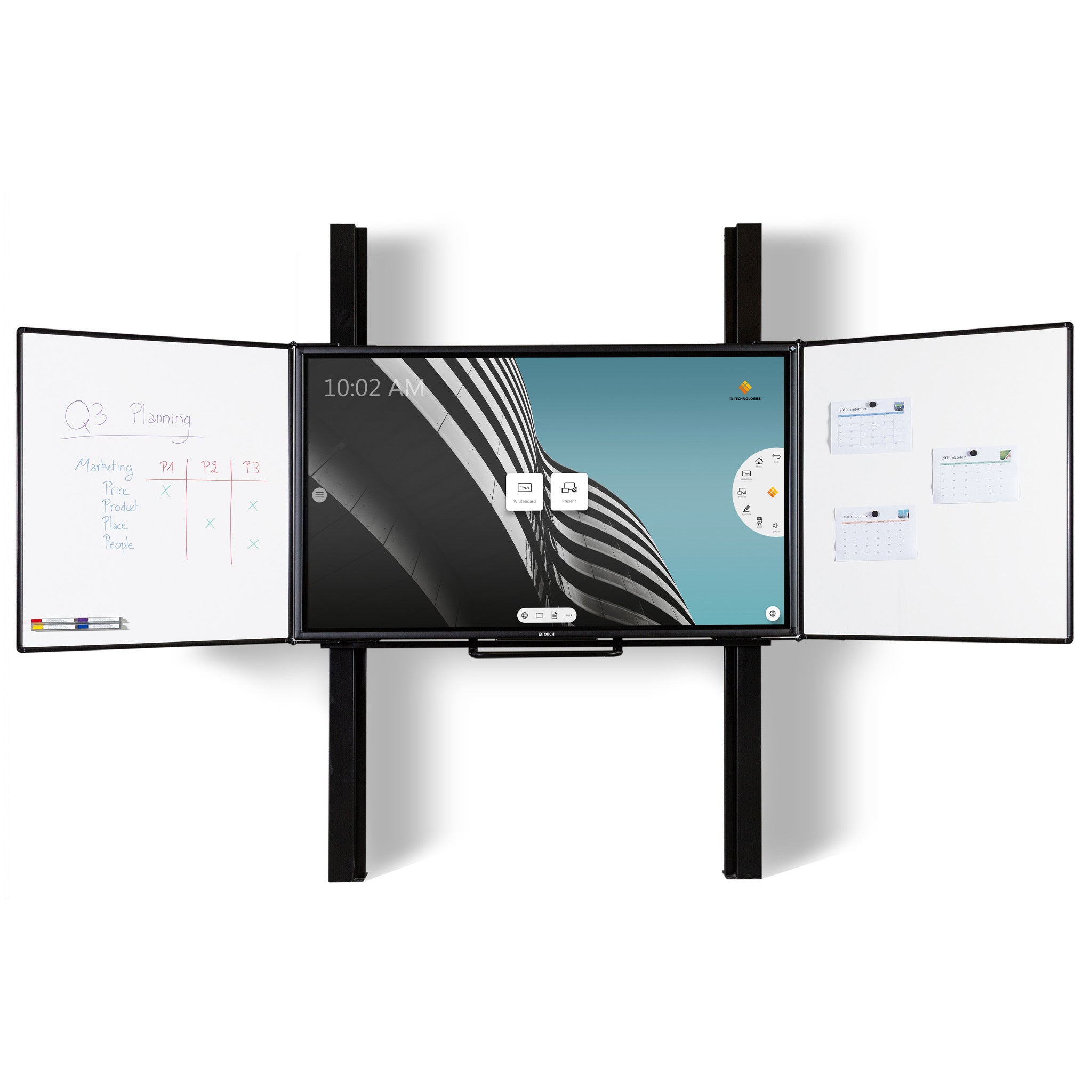 Boost productivity with the Remonta FlexiView Interactive Column Board—digital notes, charts, and paper calendars combined.