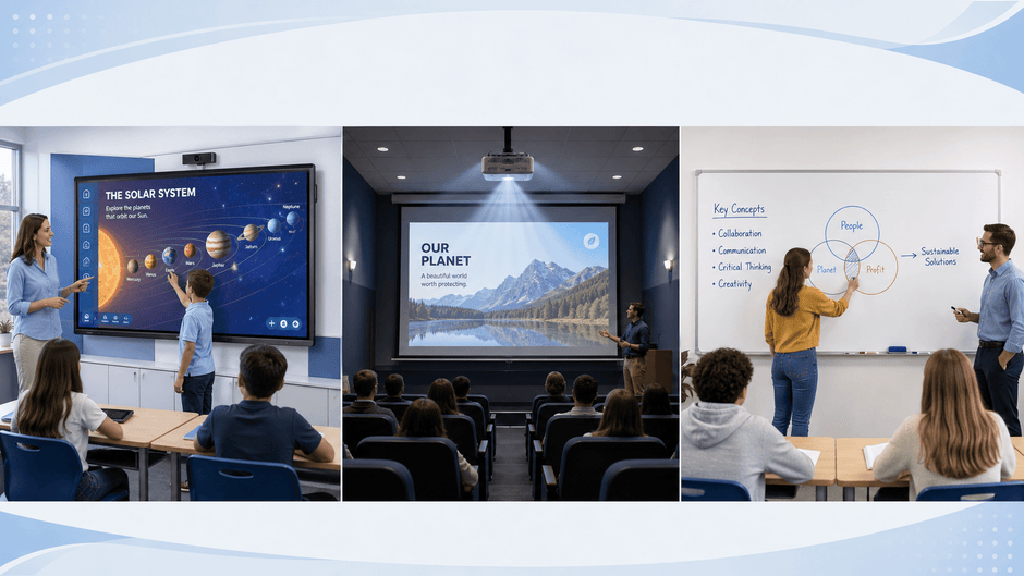 Interactive Screen vs Projector vs Whiteboard: How to Choose