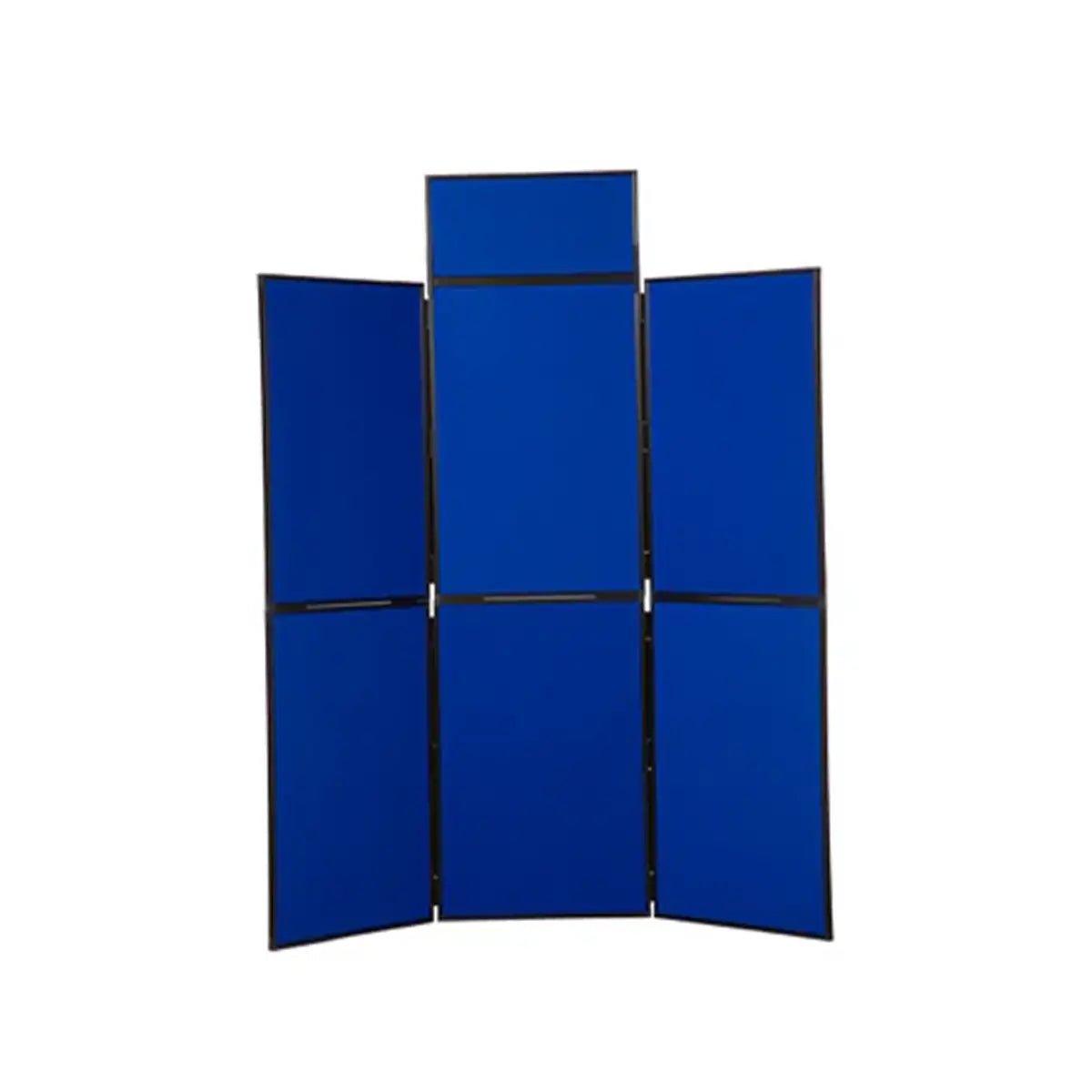 Durable blue 6-panel display board with PVC frame, ideal for insurance expos and presentations in global high-risk locations.
