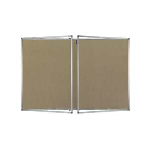 Class B fire rated eco tamperproof beige noticeboards with silver aluminium frames, ideal for secure global workspaces.