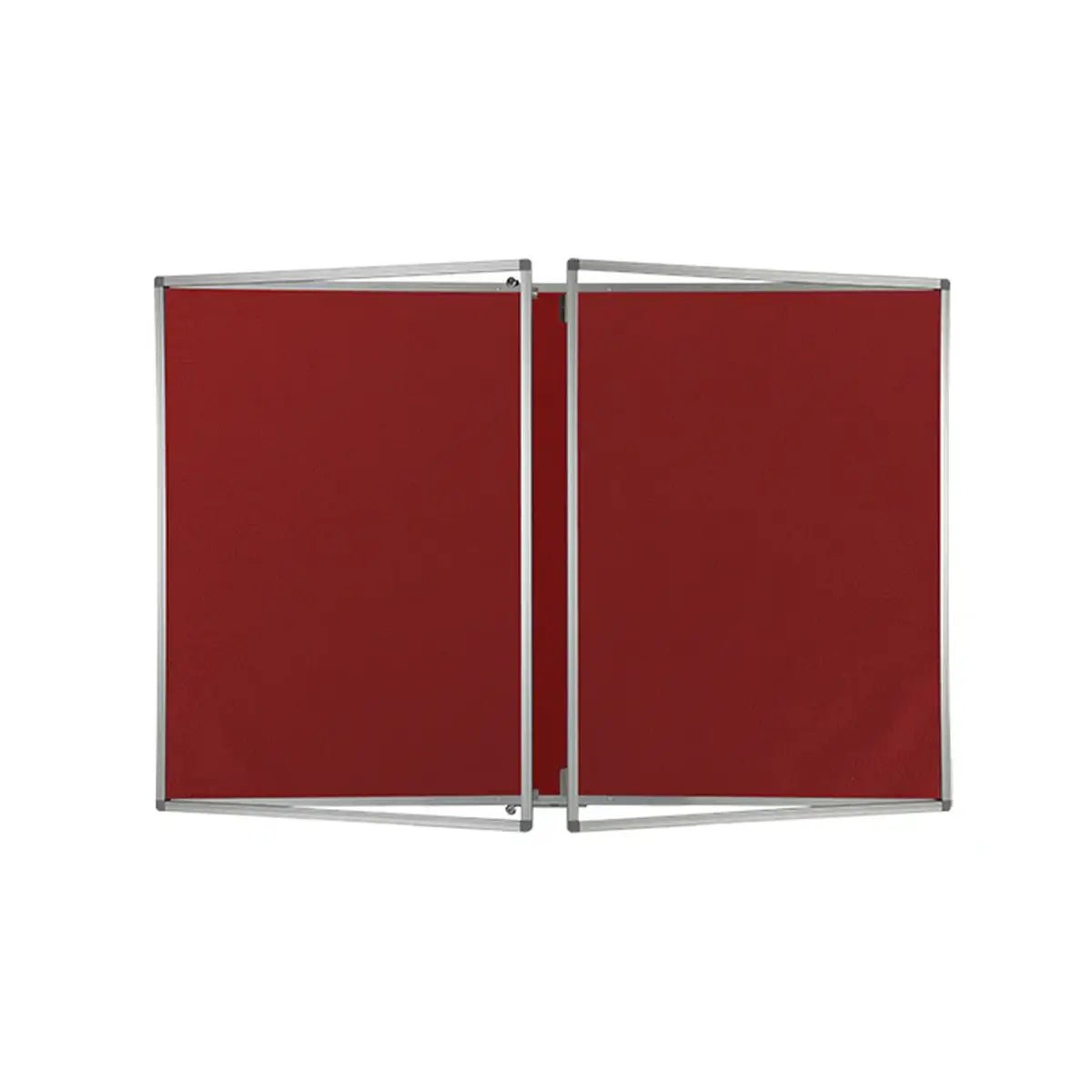 Red fire-rated Eco Tamperproof Noticeboard with silver frame and dual corded hessian panels, ideal for secure global workplace use.