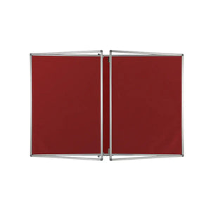 Red fire-rated Eco Tamperproof Noticeboard with silver frame and dual corded hessian panels, ideal for secure global workplace use.