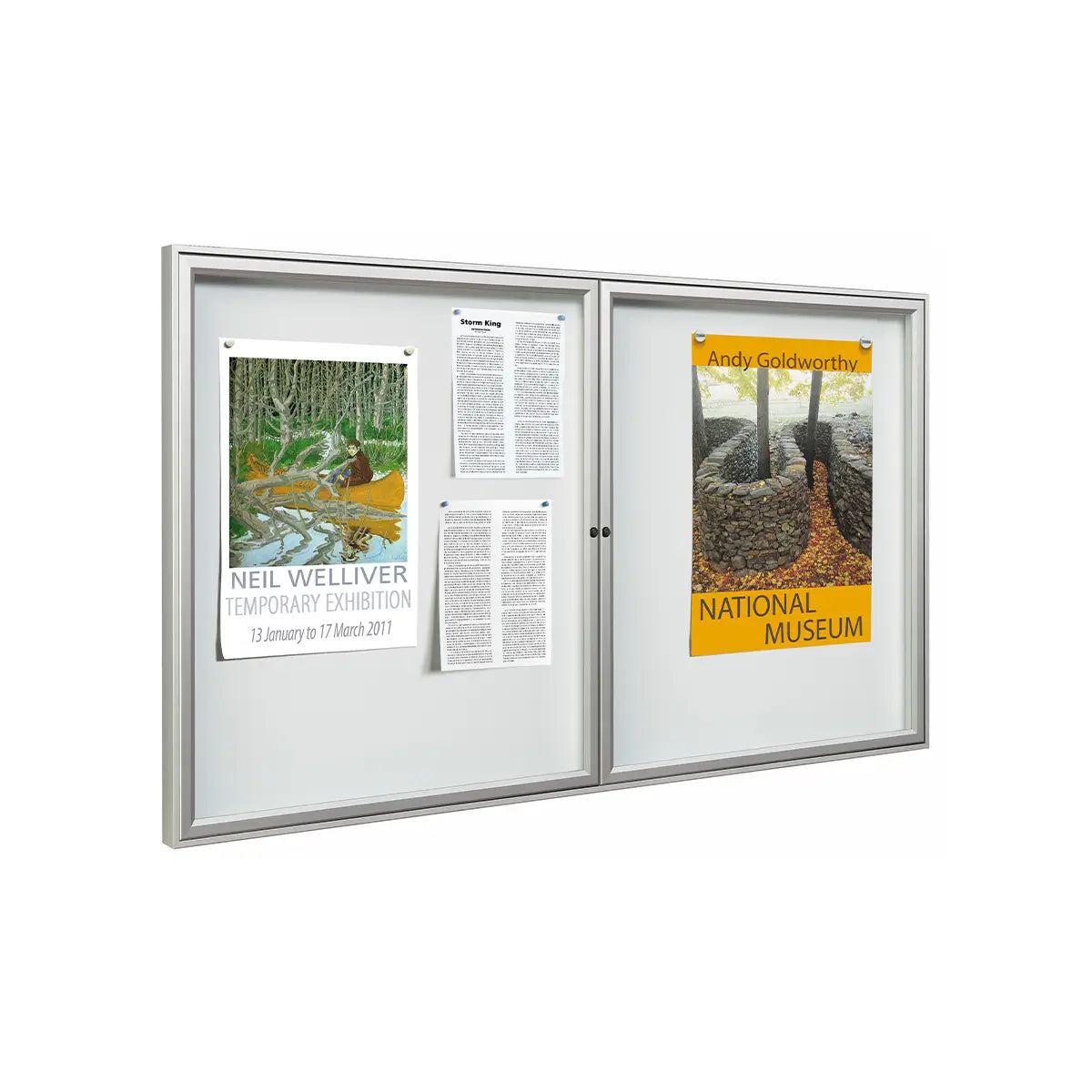 Secure, weatherproof lockable noticeboard displays art posters safely outdoors—trusted display solution for high-risk locations.