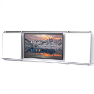 Discover the Remonta FlexiView Slider on a white wall, with sliding boards and a digital mountain display—perfect for space-saving.