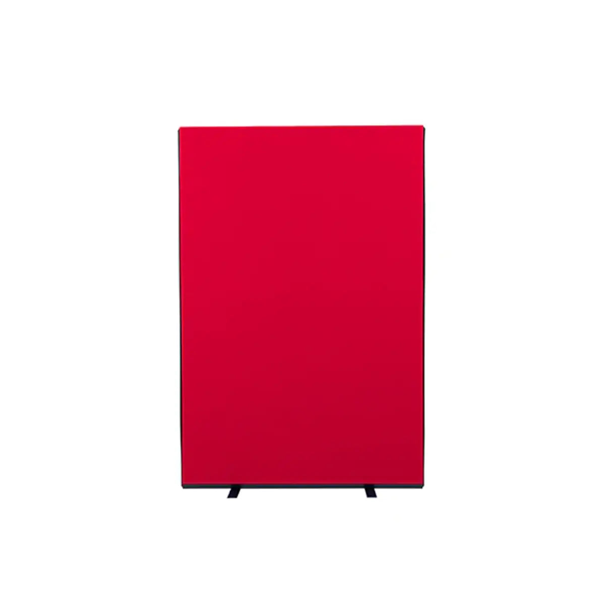 Red Nyloop fabric office screens with black trim and stable feet, perfect for secure workspaces in high-risk or remote locations.
