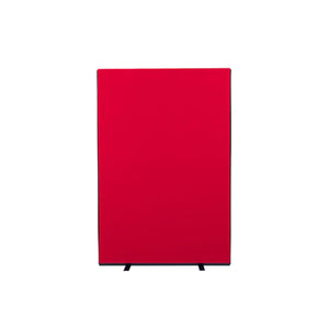Red Nyloop fabric office screens with black trim and stable feet, perfect for secure workspaces in high-risk or remote locations.