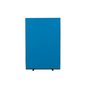 Blue Room Dividers Linking Office Screen on black feet, ideal for secure office spaces in high-risk global work and travel zones.