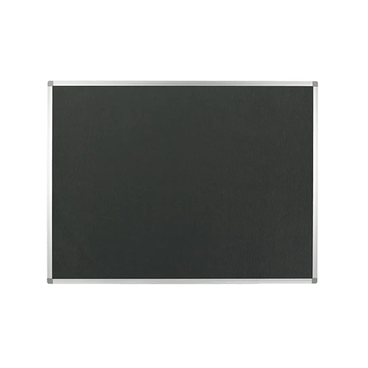 Rectangular black fire-rated notice board with aluminium frame, ideal for secure safety alerts in high-risk or global work settings.