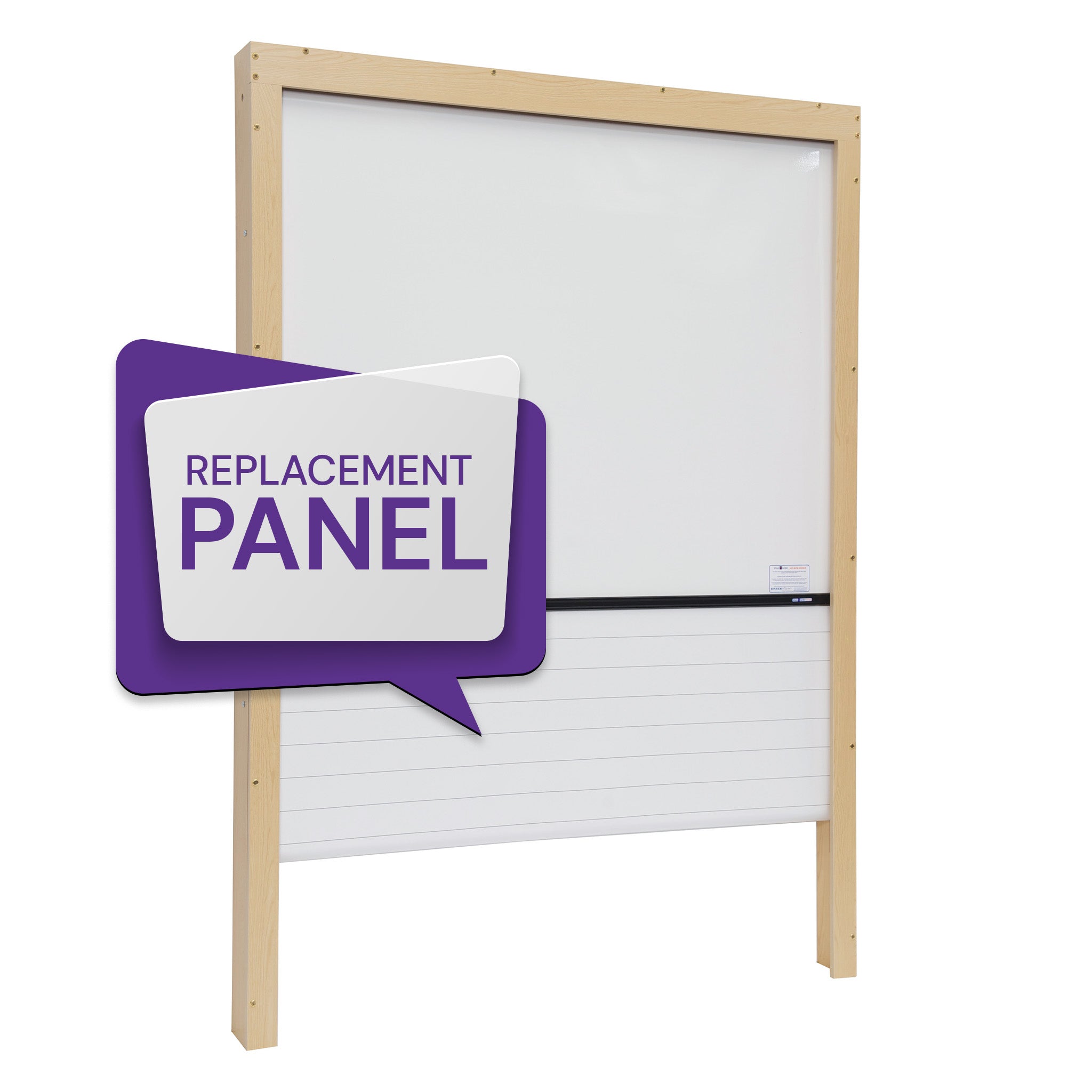 Replacement panel for floor-standing rollerboard, 4-section, 2400x2300mm, wood frame with white slats—perfect upgrade.
