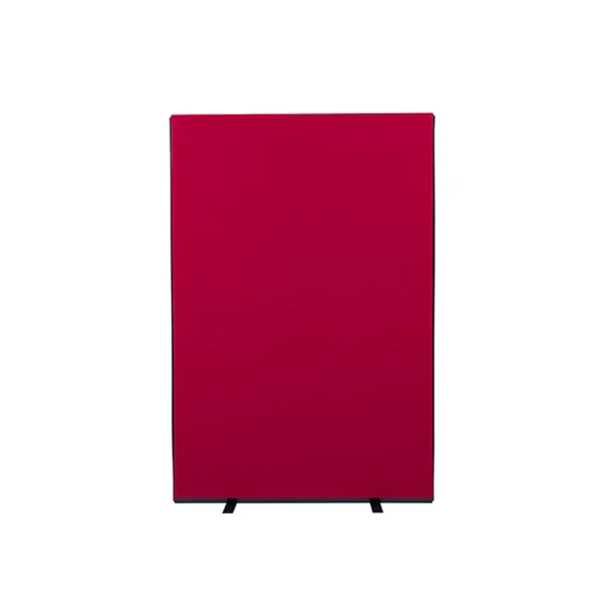 Rectangular red office screen on black legs, perfect for flexible workspaces—ideal for safe, productive global offices.