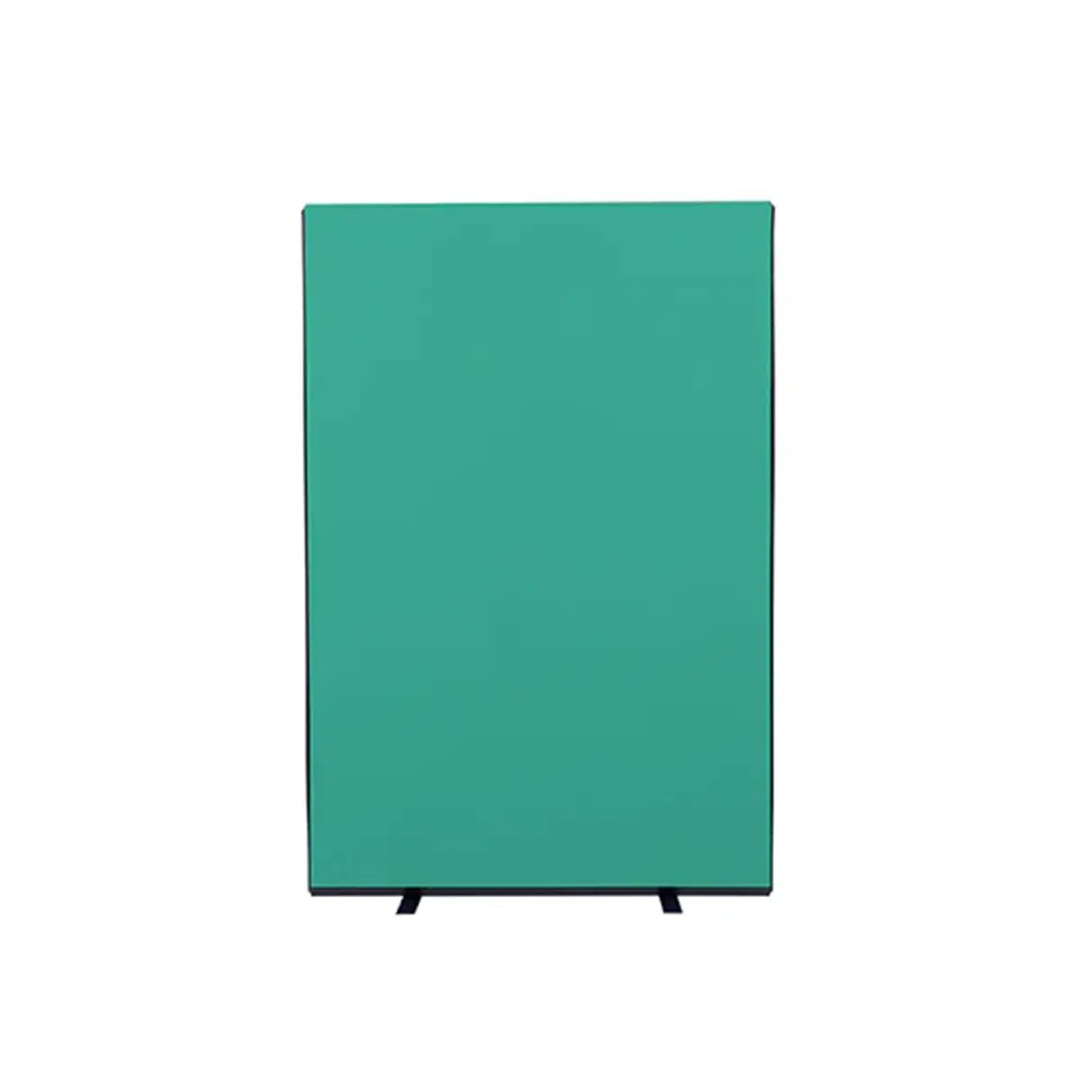 Teal woolmix office divider screen with two black feet, perfect for global workplaces including high risk and conflict zone offices.